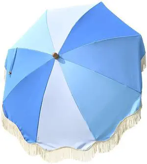 LAGarden 6 Ft Fringe Umbrella Replacement Canopy Top Cover Outdoor Patio Blue
