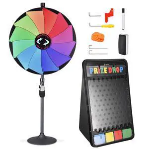 WinSpin 36" Dual Use 12 Slots Prize Wheel 41x25" Prize Drop Game Board Party