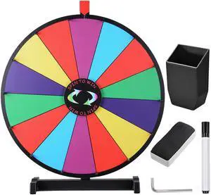 WinSpin Upgraded Editable 24" Color Prize Wheel Fortune Tabletop Spinning Game