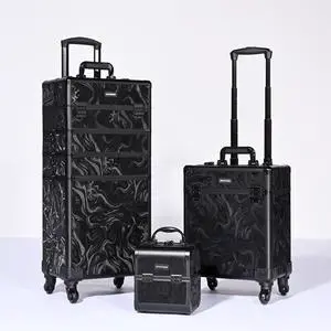 Byootique 3-Piece Makeup Train Cases Cosmetic Organizer Kit Artist CB Shadows