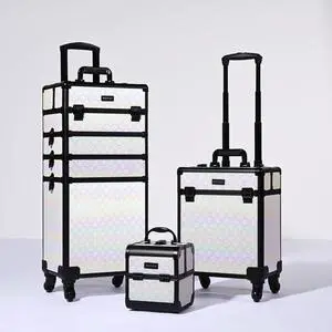 Byootique 3-Piece Makeup Train Cases Cosmetic Organizer Kit Pure ForgetMeNo