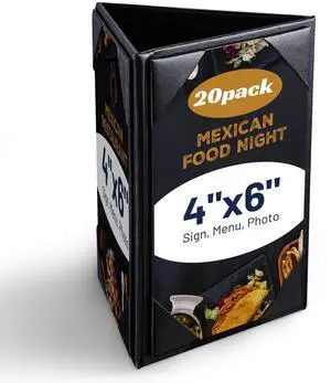WeChef 20 Pack 4"x6" 3 Sides Table Tent Holder Menu Holder Bar Cafe Restaurant