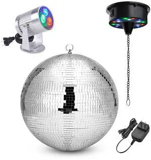 Yescom 16" Large Disco Ball with Motor and Light 6RPM Rotator & 3W RGB Spotlight for 70s 80s Party DJ Bands Club Studio Event