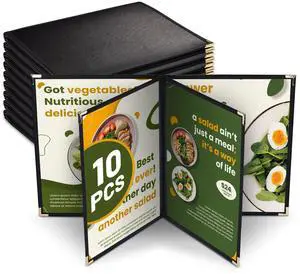 WeChef 10 Pack Restaurant Menu Covers 8.5" x 11" Book Style 4 Pages 6 Views Cafe