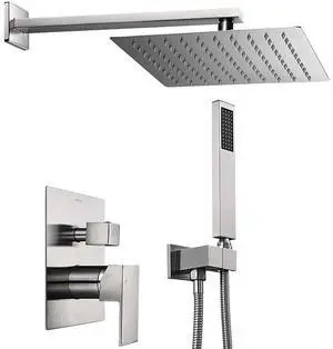 Aquaterior Shower Faucet Set Wall Mount Concealed Mixer Valve Rain Shower Head