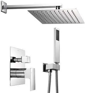 Aquaterior Shower Faucet Set Wall Mount Concealed Mixer Valve Rain Shower Chrome