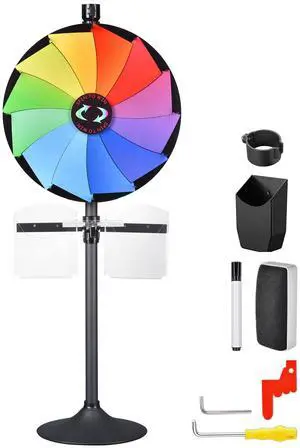 WinSpin 24" Prize Wheel Tabletop Floor Stand Spinning Game w/ Brochure Holders