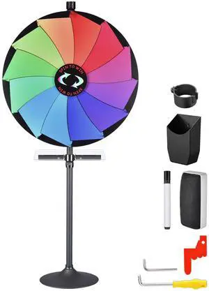 WinSpin 36" Prize Wheel Tabletop Floor Stand Spinning Game w/ Serving Tray
