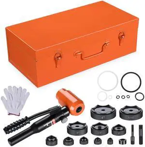 Yescom 15 Ton Hydraulic Knockout Punch set with 1/2" to 4" 10-Die Hole Puncher Steel Case Heavy Duty
