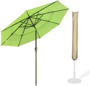Yescom 10 Ft 3 Tier Patio Umbrella with Protective Cover Crank Push to Tilt Poolside