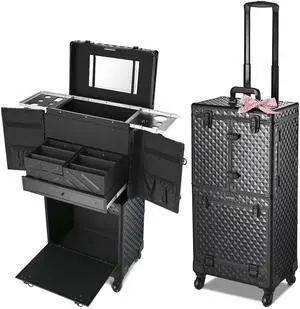 Byootique Rolling Makeup Case Trolley Cosmetic Organizer Hair Stylist Salon