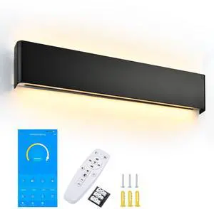 25" Bathroom Vanity Light Dimmable APP & Remote Control over Mirror Modern Black