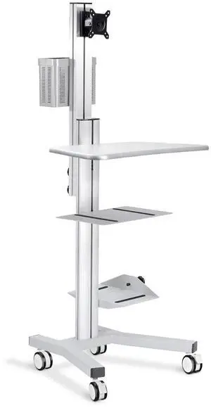 PC Rolling Mobile cart Desktop Workstation Sit/stand up w/ Monitor Holder & Printer Deck