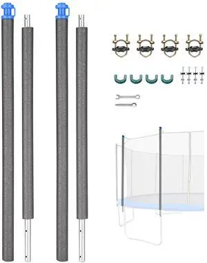 Yescom Universal Trampoline Replacement Enclosure Poles Accessories with Clamp and Hardware 2 Packs Fits Straight Pole Trampoline