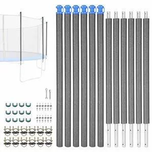 Yescom Universal Trampoline Replacement Enclosure Poles Accessories with Clamp and Hardware Fits 6 Straight Poles Trampoline