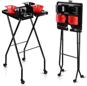 Byootique Folding Salon Tray on Wheels w/ 4 Magnetic Bowls Drawer Hair Stylist