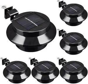 Yescom LED Solar Gutter Outdoor Wall Light Security Waterproof Garden Yard Pathway Stair Black  6 Pack