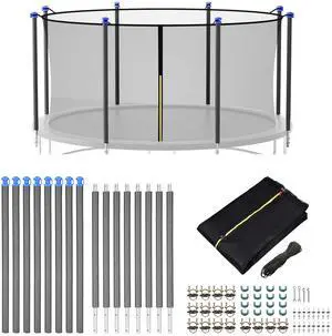 Yescom 15FT Trampoline Enclosure Net & Pole Replacement for 8 Straight Poles Trampoline