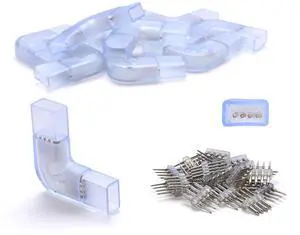 DELight 2 Pin Connectors Accessories L Shape w/ Pin 8x18mm RGB Neon Rope Light