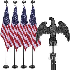 Yescom 4 Pack 8Ft Sectional Indoor Flag Pole Kit Eagle Topper  3x5 Ft US Flag