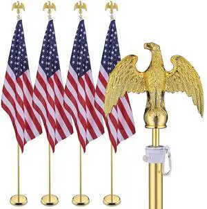 Yescom 4 Pack 8 Ft Sectional Indoor Flagpole Kit Aluminum Eagle Finial US Flag