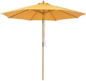 LAGarden 9Ft Patio BOHO Market Patio Umbrella 260GSM Acrylic Fabric 5-Year-Non-Fading Resort Outdoor Market Buttercup Yellow