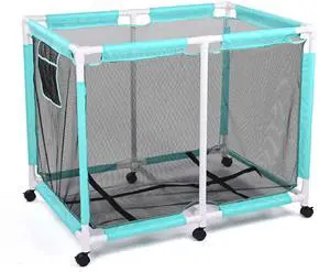 Yescom Extra Large Mesh Pool Storage Bin 214 Gallon Noodles Holder Toys Organizer 6 Wheels Rolling Cart Blue