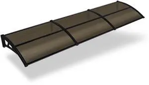 Yescom 30"x120"  Window Awning Door Canopy Polycarbonate Anti-UV30+ Cover Outdoor Rain Snow Protection Patio Brown Board