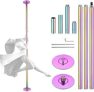 Yescom 12 FT Stripper Pole Spinning Static Dancing Pole Kit with Extensions for Fitness Party Club Dance Exercise Home Gym , Colorful