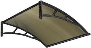 Yescom 40"x40" Door Window Awning Whole One-piece Polycarbonate UV50+ Outdoor Rain Snow Protection Patio Brown Board