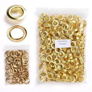Yescom 300 sets of 1/2" Grommet Kit Size 4 Rust-proof Solid Brass Eyelets and Washers for Hand Press Machine