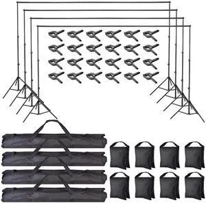 7x10Ft Photography Background Backdrop Support Stand Kit For Live Stream 4 Packs