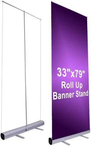 Professional 33"x79" Retractable Roll Up Banner Stand Trade Show Signage Display