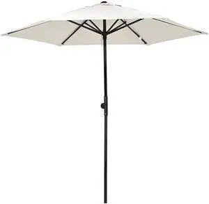 Yescom 7.5 Ft Outdoor Patio Umbrella 6 Ribs with Scale Tilt Button Strap UV30+ Sunshade Garden Parasol for Yard Deck Market Pool Ivory