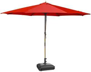 Yescom 13ft XL Heavy Duty Solid Wood Outdoor Patio Umbrella with Base Parasol Wheels Stand for Bistro Market Table Garden Deck Yard Poolside Red