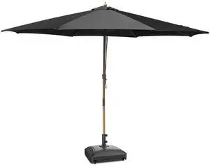 Yescom 13ft XL Heavy Duty Solid Wood Outdoor Patio Umbrella with Base Parasol Wheels Stand for Bistro Market Table Garden Deck Yard Poolside Black