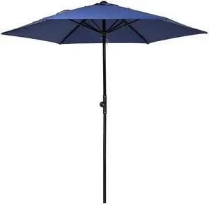 Yescom 7.5 Ft Outdoor Patio Umbrella 6 Ribs with Scale Tilt Button Strap UV30+ Sunshade Garden Parasol for Yard Deck Market Pool Navy Blue
