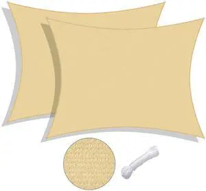 10x13 Ft 97% UV Block Rectangle Sun Shade Sail HDPE Canopy Patio Garden 2 Pack