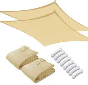 16x20 Ft 97% UV Block Rectangle Sun Shade Sail HDPE Canopy Patio Garden 2 Pack