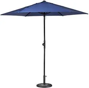 Yescom 7.5ft Outdoor Patio Umbrella with Base Included Heavy Duty Weighted Stand Holder with Scale Tilt Sunshade Garden Parasol for Yard Deck Market Pool Navy Blue