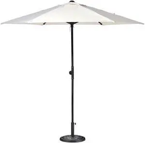 Yescom 7.5ft Outdoor Patio Umbrella with Base Included Heavy Duty Weighted Stand Holder with Scale Tilt Sunshade Garden Parasol for Yard Deck Market Pool Ivory
