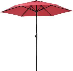 Yescom 7.5 Ft Outdoor Patio Umbrella 6 Ribs with Scale Tilt Button Strap UV30+ Sunshade Garden Parasol for Yard Deck Market Pool Red