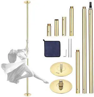 Yescom 11 FT Gold Spinning Static Dancing Pole Kit w/ Extensions Fitness Dance Exercise