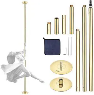 Yescom 11 FT Spinning Static Dancing Pole Kit w/ Extensions Fitness Dance Exercise Gold
