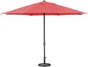 Yescom 13Ft Heavy Duty Outdoor Patio Umbrella with Base Included Crank Lift for Pool Deck Market Porch Backyard Garden Cafe Sun Shade,Red