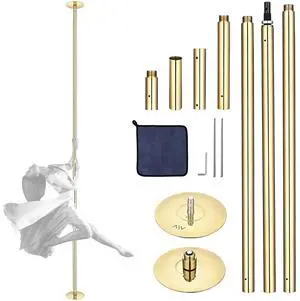 Yescom 12 FT Spinning Static Dancing Pole Kit w/ Extensions Fitness Dance Exercise Gold