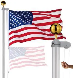 Yescom Bravery 30ft 13 Gauge Sectional Flag Pole Kit Aluminum for Outside House