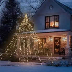 Yescom Vast-Starry 20Ft Flagpole LED Christmas Tree Kit Large 4840 LED for Outdoor Christmas Decorations Yard Warm White