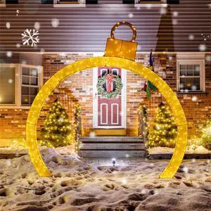 Yescom 10.5Ft Christmas Arch with 300 Warm White LED Lights Metal Frame Waterproof for Wedding Party Garden Outdoor Holiday Decoration