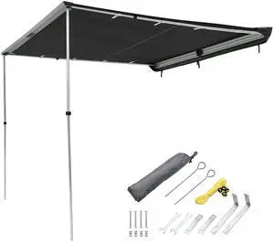 Yescom Ripstop Vehicle Awning 8.2x8.2' Roof Rack Overlanding Shade for RV SUV Tailgate Outdoor Camping Gray